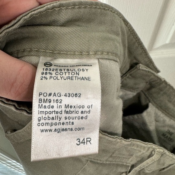 Adriano GoldSchmeid The Marshall Slim Trouser Olive Green Men’s Size 34 Regular - Picture 10 of 10